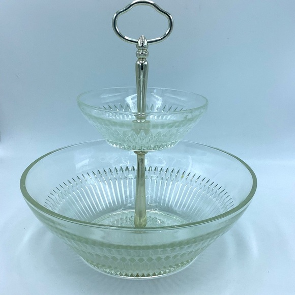 Vintage Pressed Glass Two Tiered Bowls - Picture 8 of 10